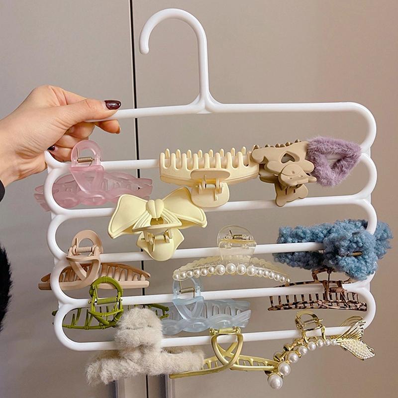 Organizador de 5 capas para guardar garras de pelo, gran capacidad, soporte para diadema engrosado, colgador de horquillas para colgar en la pared, espacio para mujeres