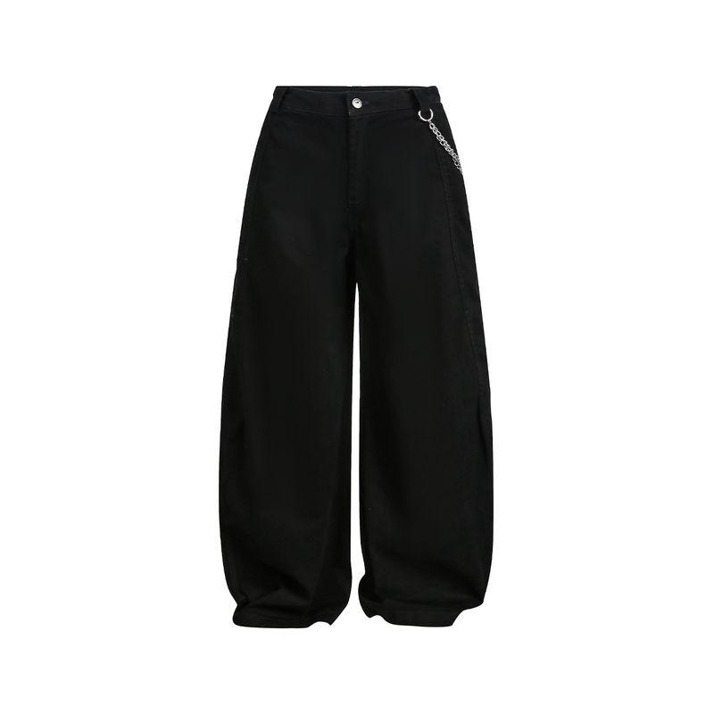 Men's American Retro Silhouette Scimitar Cargo Pants, Unisex Trendy Brand, High-End Loose Casual Wide-Leg Trousers