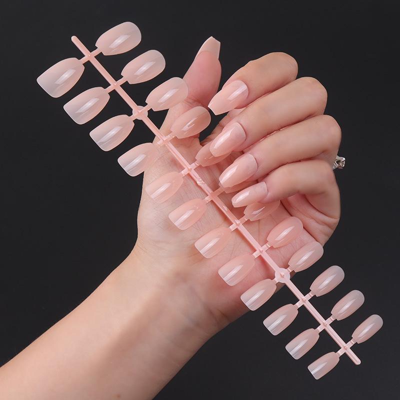 24pcs/set DIY Quick Nails Short Ballet Glossy False Nails Multicolor Strips Finished Wear Manicure
