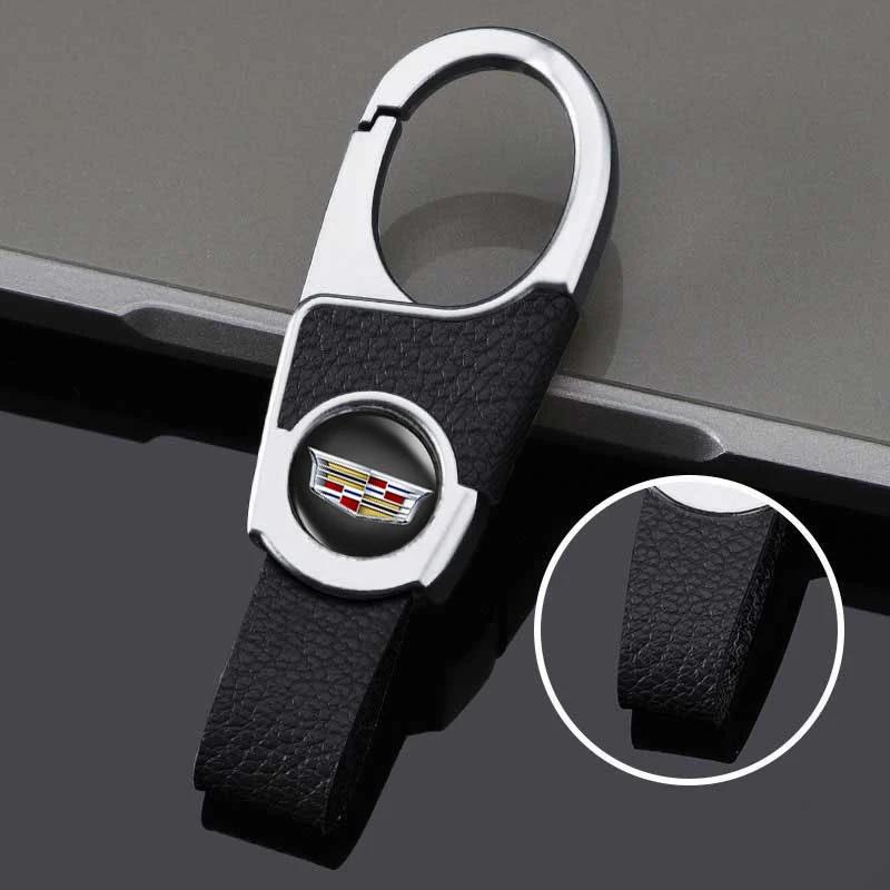 Pro Cadillac ATS BLS CT4 CT6 CTS ESCALADE EXT SLR SLS SRX STS XLR XT4 XT5 XTS Kožený přívěsek na klíče Držák na klíče s logem auta