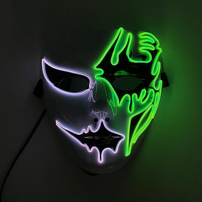 Glow Party Cosplay Mask Neon Mask Led Mask Masque Masquerade Party Masks Led Light Up Props Glow In The Dark Costume Supplies