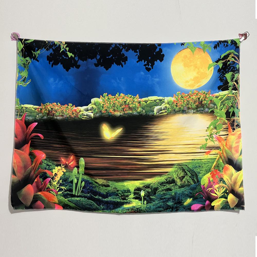 Fluorescent Mandala Tapestry, Psychedelic Mushroom Decoration, Bedroom, Aesthetic Room, Art Decoration