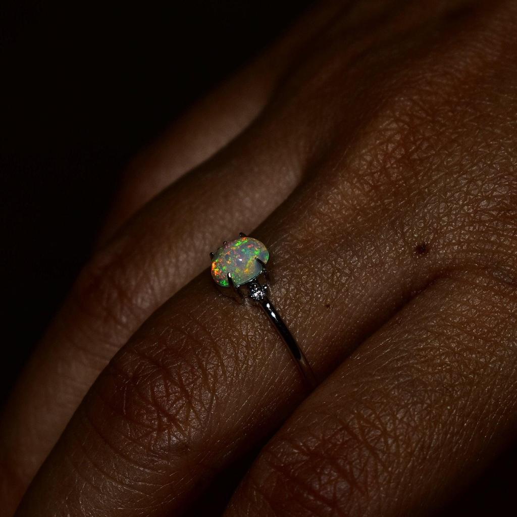 Dainty Opal gold filled Ring, Opal Stacking Ring, Ethiopian opal minimalist Ring, Sterling Silver Delicate Ring, Bridesmaid Gift