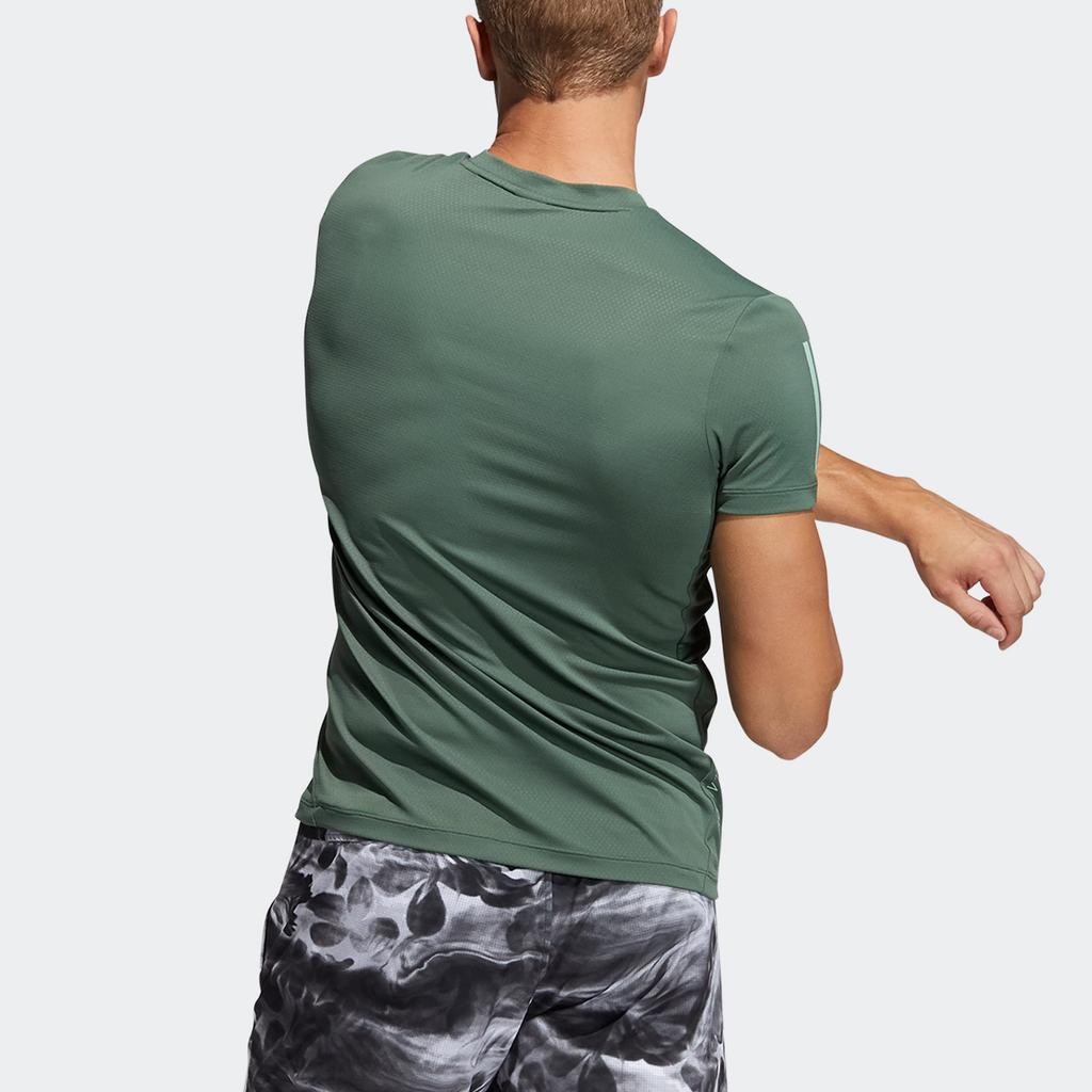 adidas T Shirts Men's Green Crew Neck Moderate Straight Fit GP7658