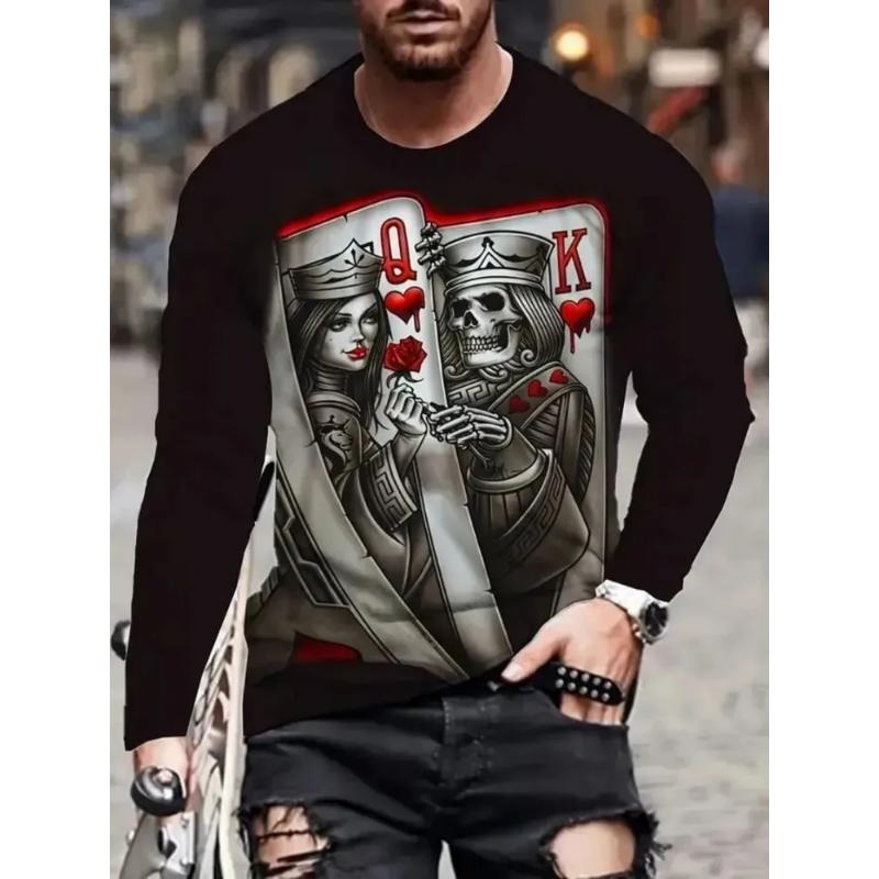 Fashion Men's Crew Neck Long Sleeve 3D Color Printing Summer Casual Short Sleeve Crew Neck T-Shirt