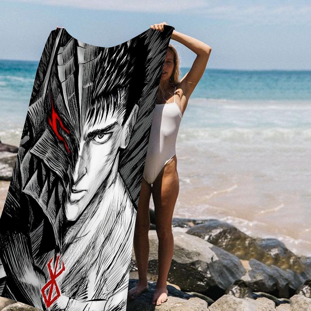 1Pc Berserk Anime Guts & Beast Armor Beach Towel Set Microfiber Soft Quick Dry Bath Towel For Fans Swimming Outdoor