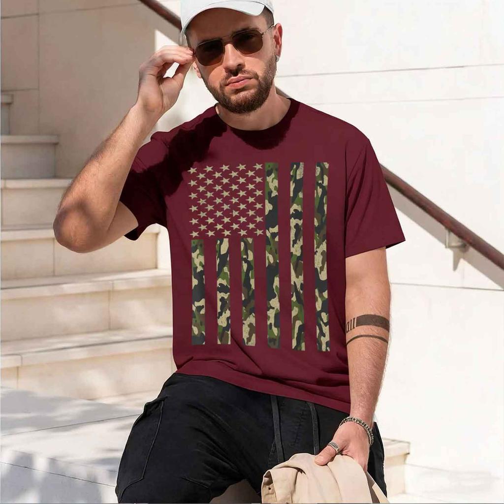 Camo Ameran Flag Usa Camouflage Unisex Unisex Th Tshirt Summer Shortsved Breathable Sweatwking Versatile 2026 New Model Shortsle