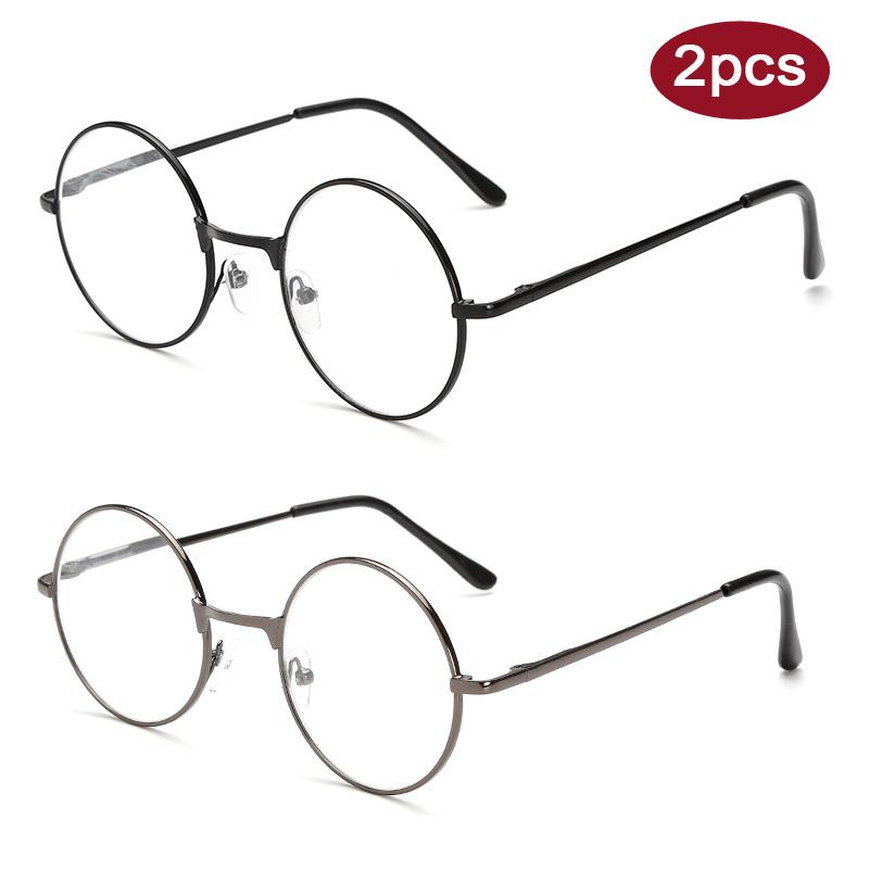 

2pcs New Reading Glasses Metal Round Frame Vintage Men Women Presbyopia Eyeglasses Unisex Eyewear Optical Spectacles Female 100