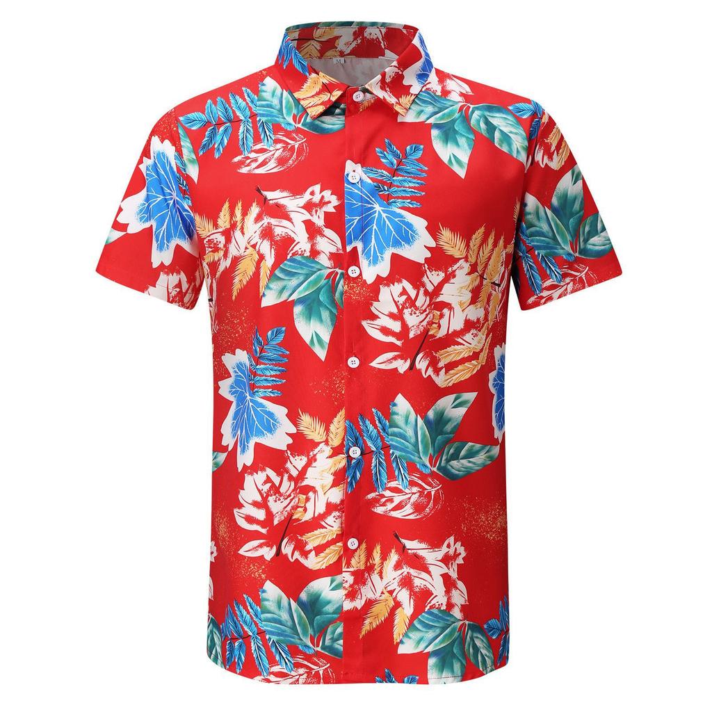 3D Printed Spring Summer Men's Beach Shirt Hawaiian Short Sleeve Flower Shirt Men's