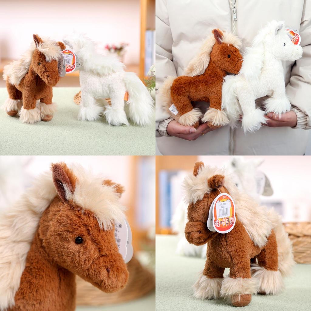 Cute White And Brown Horse Plush Toy For Bedroom Decor