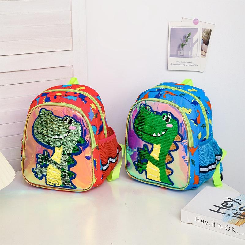 Children's Cute Kindergarten Students Spring Children's Dinosaur Bag Fashion Cartoon Sequins Boys and Girls Children's Dinosaur Bag