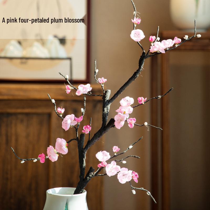 Elegant Pink Plum Blossom Dried Flower Bouquet for Home Decoration