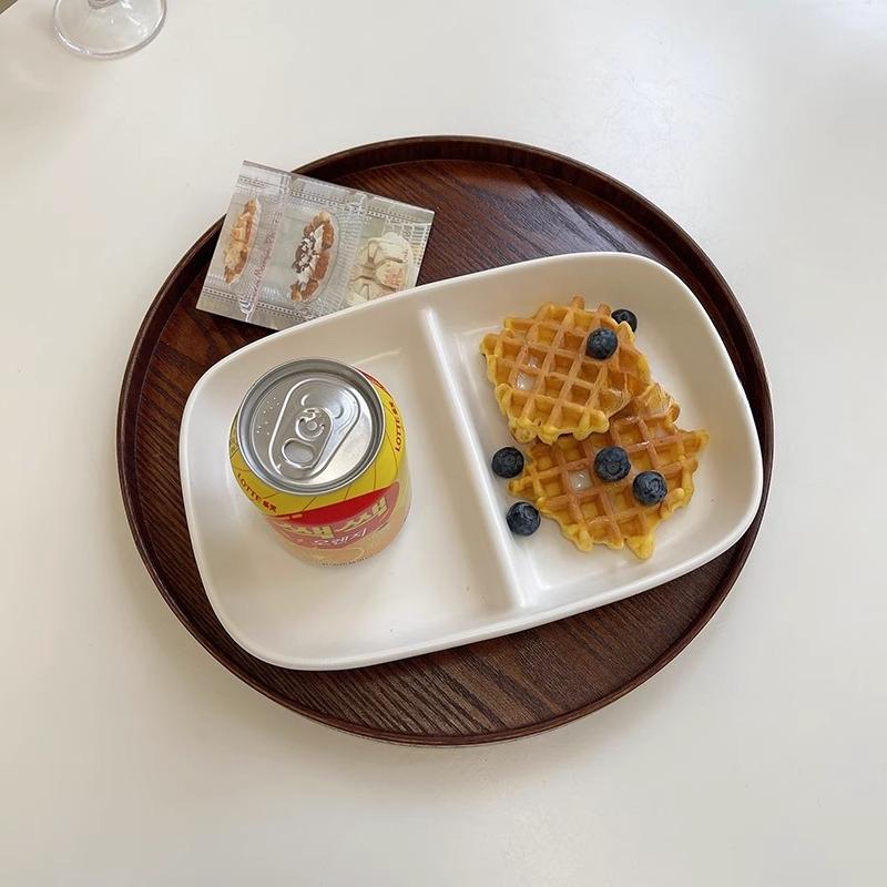 Retro Solid Wood Tray Round Wooden Storage Tray Dinner Plate Cake Bread Coffee Fruit Plate Tray Nordic Photo Ornaments Decor