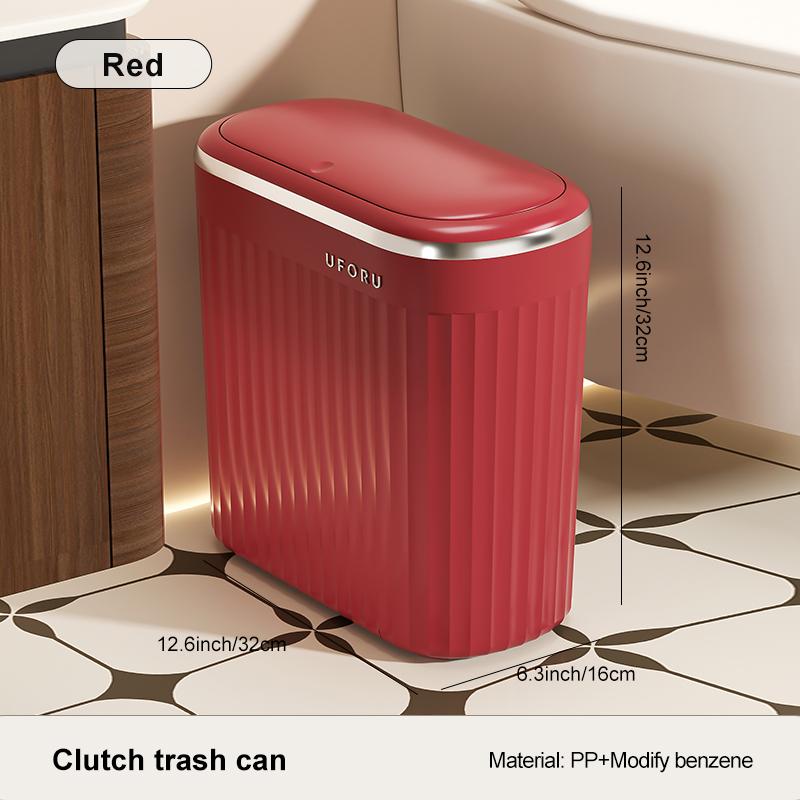 

UFORU Aesthetic Corner Trash Can – Soft-Round Edge with Press-Seal Cover For Bathroom/Living Room красный