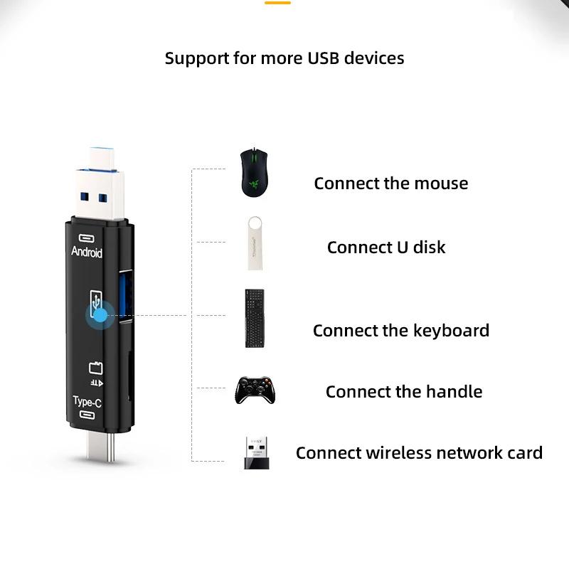 5 In 1 Type C Micro USB SD Memory Card Reader Adapter For GoPro Hero 12 11 10 9 8 7 6 5 4  Insta360 X2 X3 DJI Osmo Action Camera