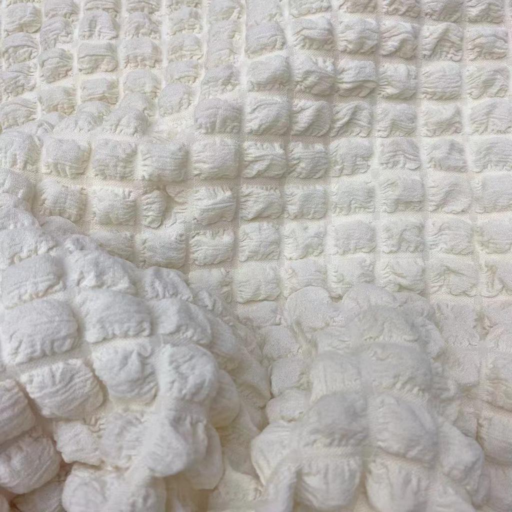 3D Bubble Plaid Puff Waffle Fabric Romantic Cloud Popcorn Stretch Clothing DIY Bag Pillow Dress Garment Sofa Cover Fashion