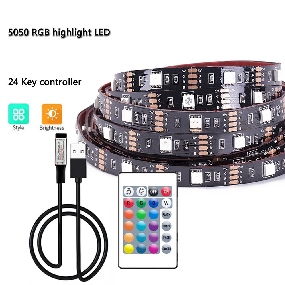 USB LED Strip Light 5050 RGB Light Strip TV Backlight Lights Decor RGB For Bedroom Indoor Decor