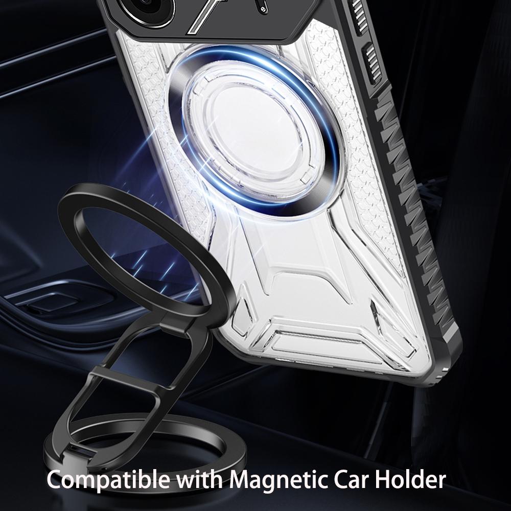 KEYSION Transparent Magnetic Case for TECNO Pova 5 Pro 5G Silicone+PC Heavy Duty Shockproof Phone Cover for for Tecno Pova 5 5G
