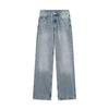Vintage Streetwear Jeans Women Korea Fashion Holes Decorated Denim Pants Patchwork High Waist Casual Trousers Y2K Lady Clothing