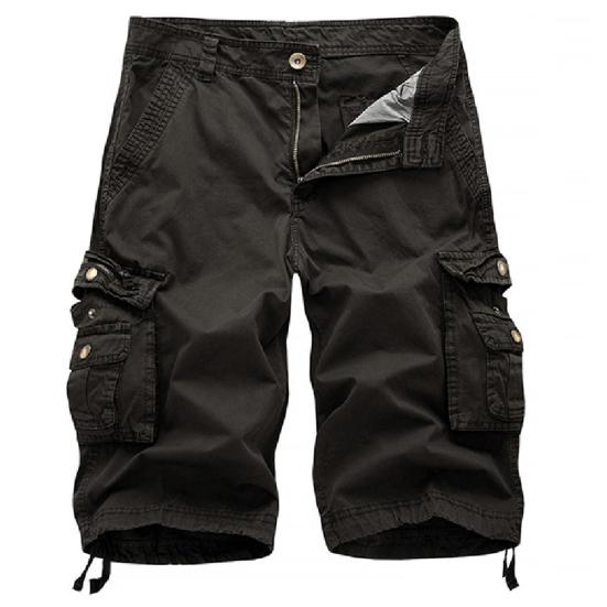 Casual Men's Solid Color Summer Multi-Pockets?Cargo Shorts Loose Fifth Pants