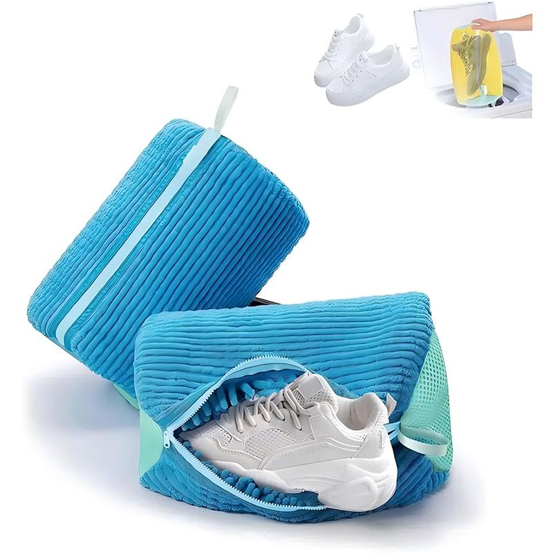 Fluffy Fiber 360 ° Surround Cleaning Shoe Washing Bag - Reusable Durable Machine-Washable Laundry Bag with Zipper Closure (1Pc)