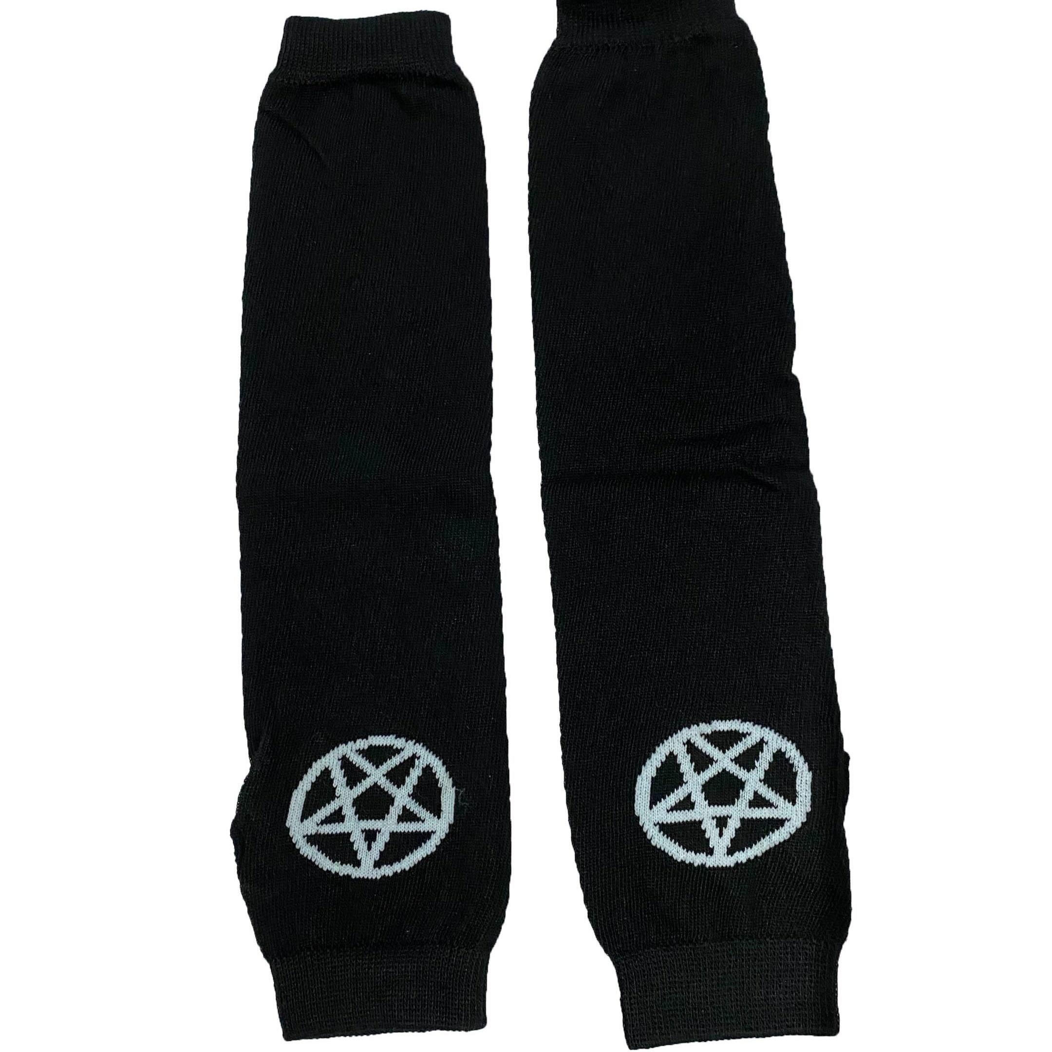 

Панк Крест Пентакль Луна Узор Длинные Митенки Готические Черные Манжеты Женские Мужские Ниндзя Уличные Локтевые Варежки Грелки для Рук