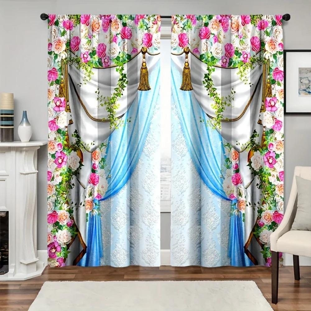 Gorgeous European Printed Curtains Study Room Kitchen Area Living Area Dorm Room Rod Pocket Window Drapes Bed Room Accesso