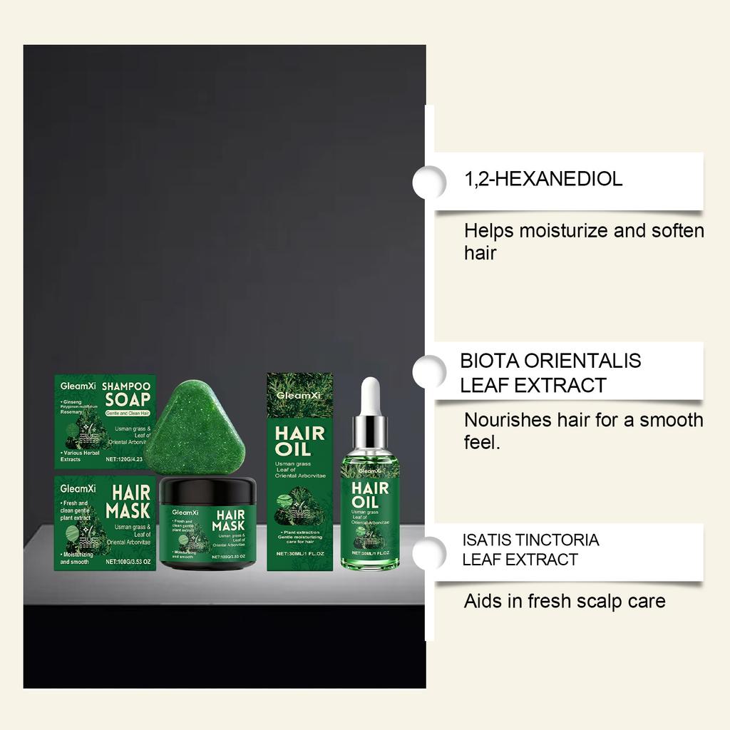 GleamXi Feuchtigkeitspflege-Haarpflegeset Hydrierender Glanz Frizz-Kontrolle Glättender Conditioner für Trockenes Strapaziertes Haar