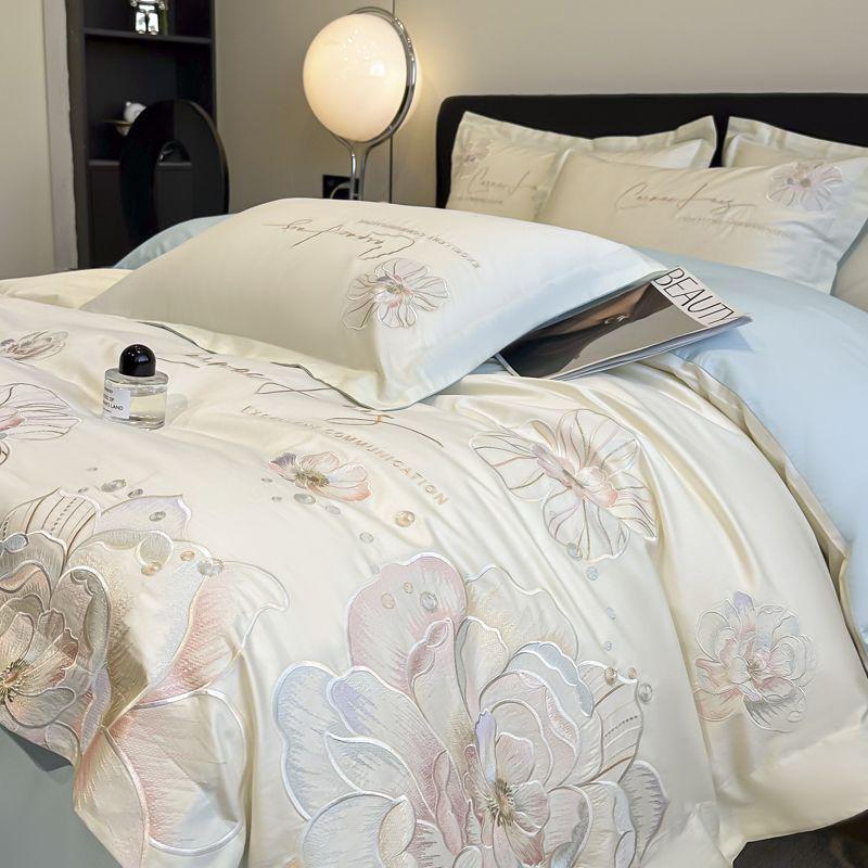 

Роскошный вышитый четырехпредметный постельный комплект для мамы и малыша: Пододеяльник, Простыня и Простыня на резинке для Свадеб 1.2m Bed, Duvet Cover 150*200