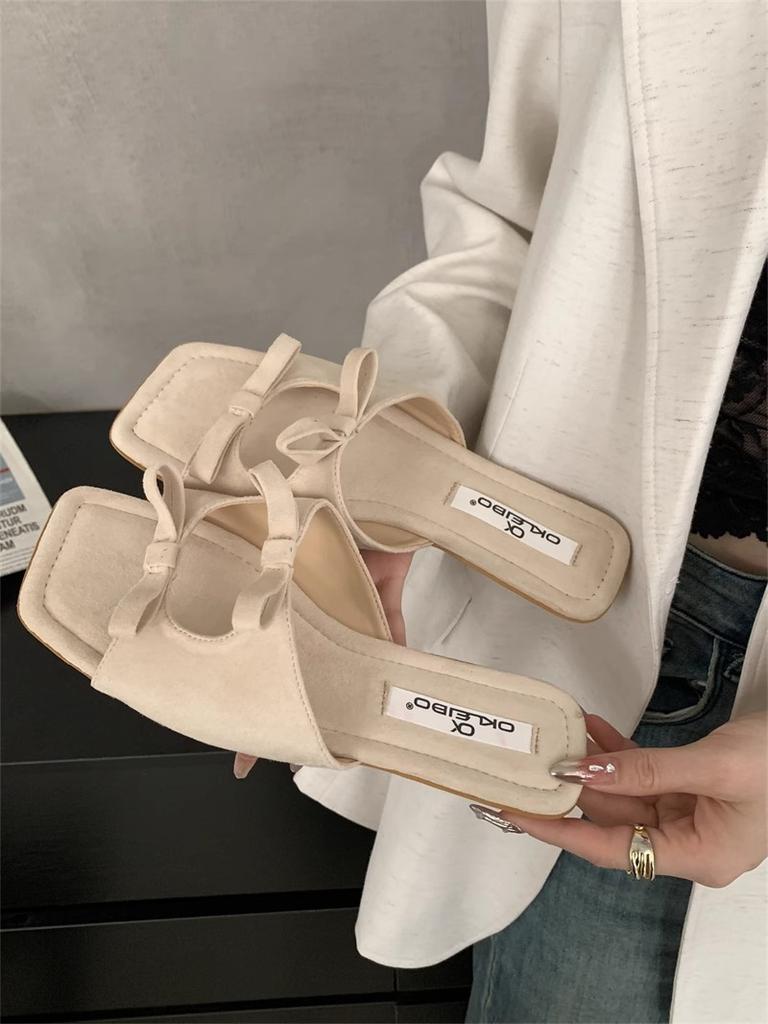 Fashion Women's sexy comfortabie flat Slippers Bowknot Fashionable versatile Shoes Summer New 2025 Elegant minimalist Sandalias