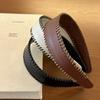 Non-Slip Leather Headband Solid Color Wide Edge Hairband Vintage Women Hair Hoop  Lady