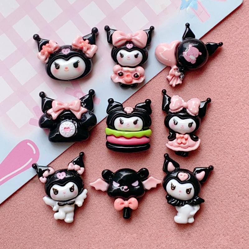 10 Pcs New Kawaii Cartoon Girl Hamburg Telephone Resin Flat Back Scrapbook Figurine Diy Bow Decor Accessories Crafts A2