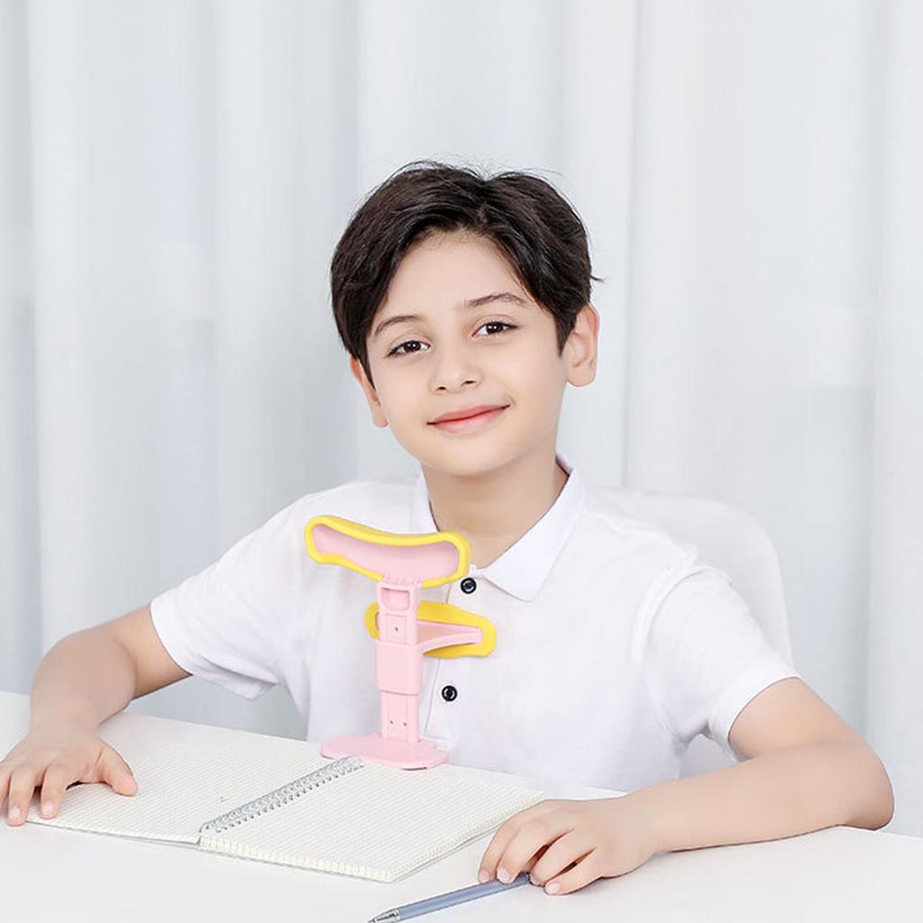 Kids Sitting Posture Corrector with Chest Chin Support Height Adjustable View Protector Clipped On Desk Writing Posture Corrector