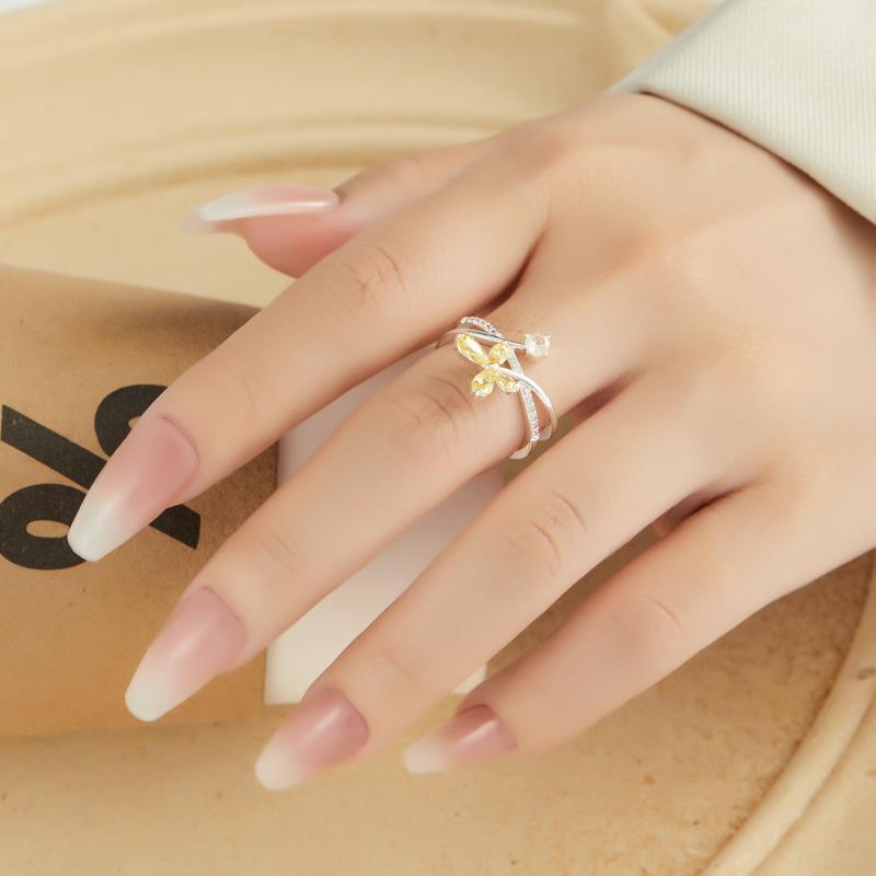 Fairy Full of Smart Butterfly Open Ring Fashionable Versatile Adjustable Design Insect Ring Stacked Index Finger Ring