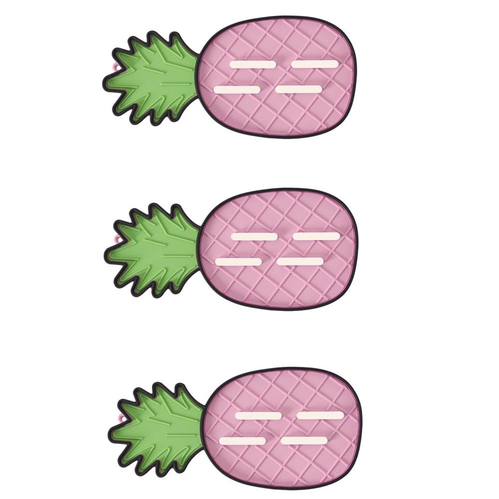 

3pcs/set Silicone Pot Lid Storage Mat Cartoon Pineapple Shaped Cutting Board Mat Heat-Resistant Anti-Slip Spatula Storage Mat L рожевий