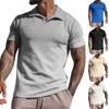 Men's summer lapel T-shirt men's heavy waffle oversize short-sleeved solid color casual V-neck Polo shirt