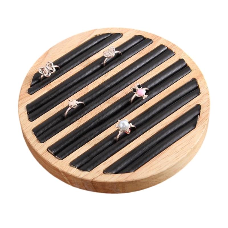 Compact Wooden Ring Earring Bracelet Organizers Plate Sturdy Countertop Display Stand Practical Rings Storage Holder
