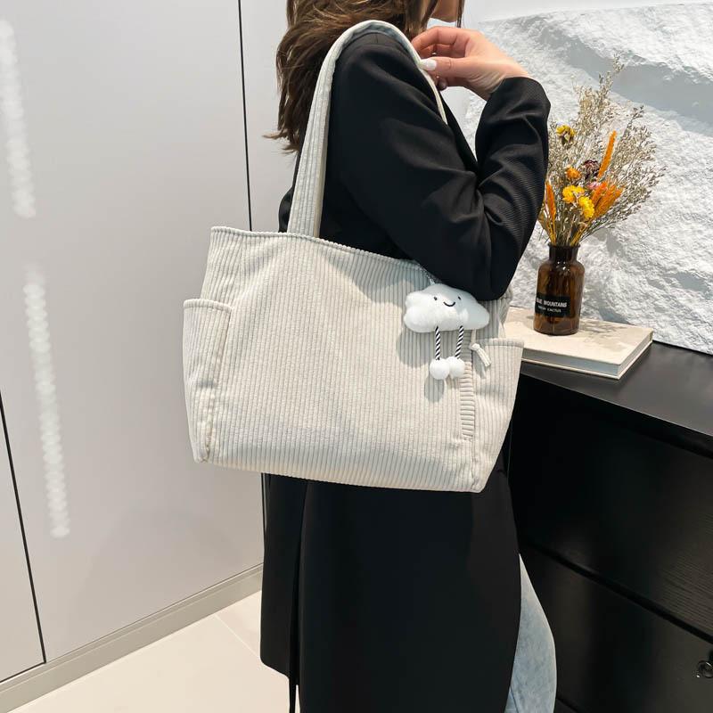 Trendy Versatile Canvas Tote Bag For Women In Solid Colors Perfect For Daily Use