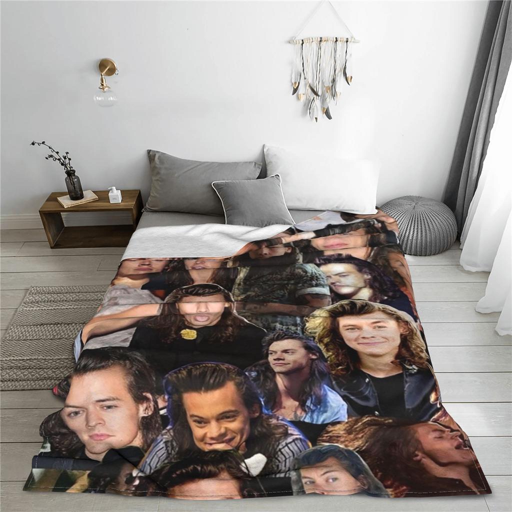 Harrystyles Blanket Soft Warm Flannel Throw Blanket Bedspread for Bed Living room Picnic Travel Home Couch