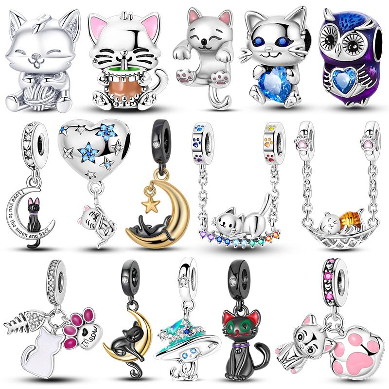 Charm Bead Charms Copper Cute Pets Cat Collection Pendant Charm Bead Charms Fits 3mm Bracelets Necklaces Women Luxury Do It Yourself Jewellery Festiva