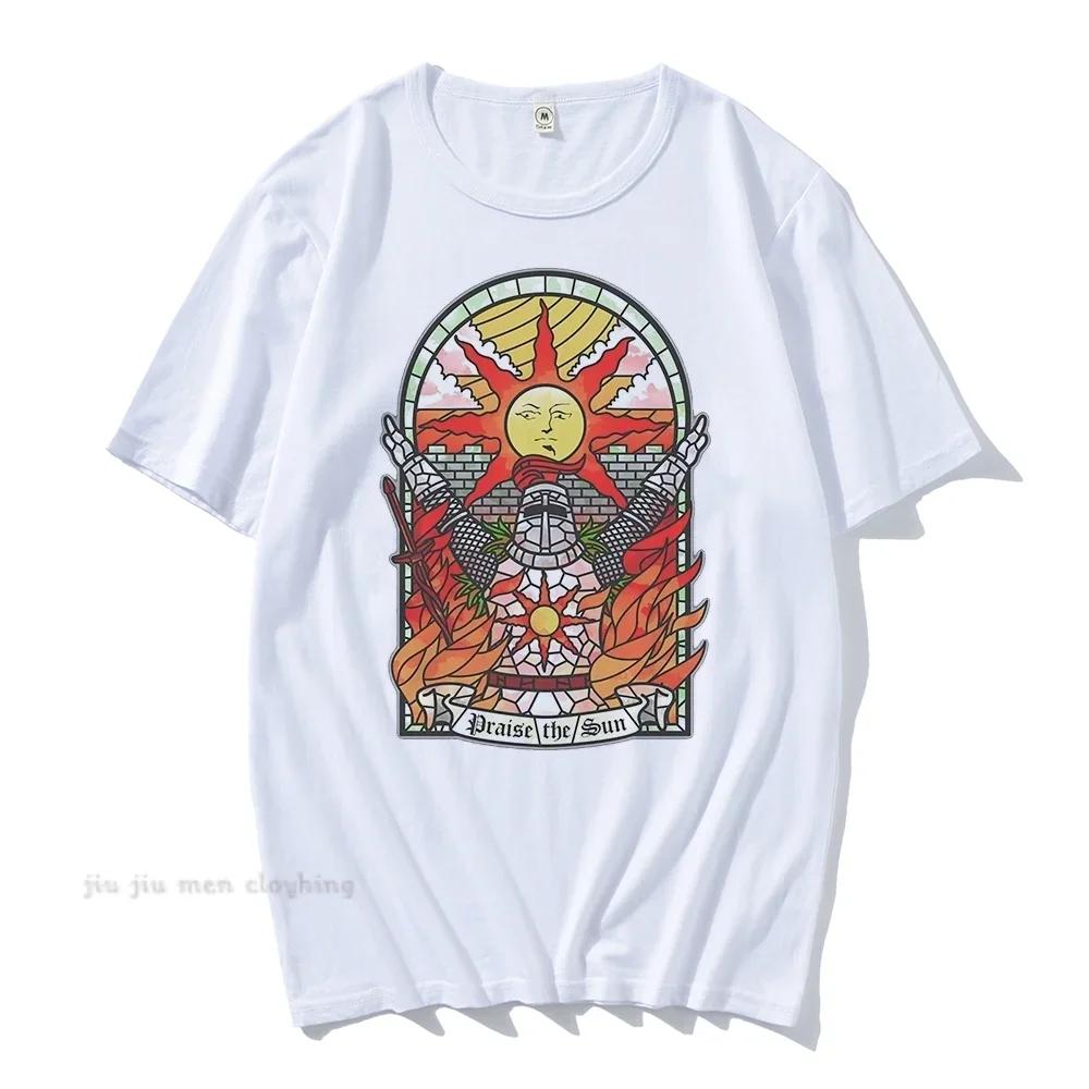 

Men Dark Souls Church of the Sun T-Shirt Praise the Sun Youth Tees Cotton New Summer T Shirt Fashion Clothing Tshirts Overd#Color S