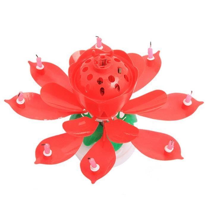 

1 Pcs art musical vandle lotus flower happy birthday party rotating lights 8 candles lamp decor supplies