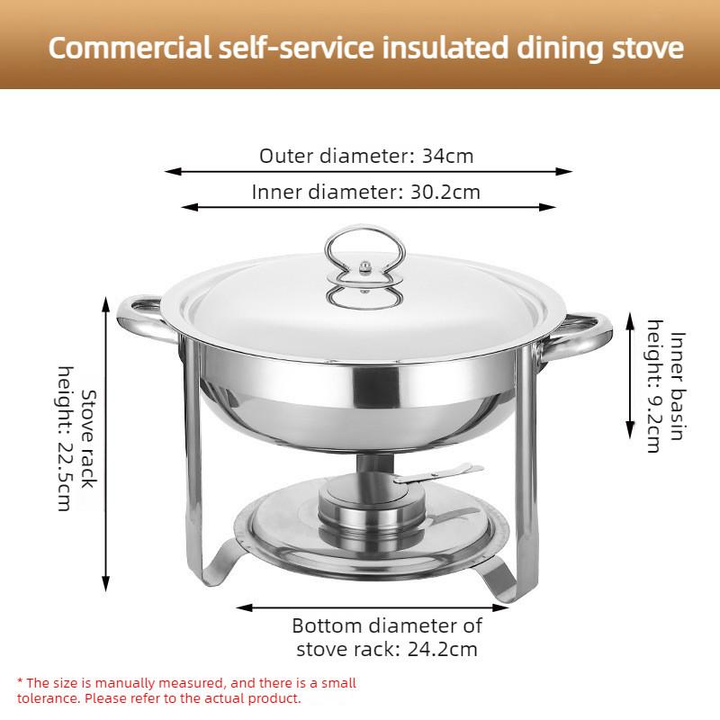 Large Capacity Stainless Steel Circular Buffet Stove Hotel Insulation Stove Restaurant Food Heater Alcohol Stove