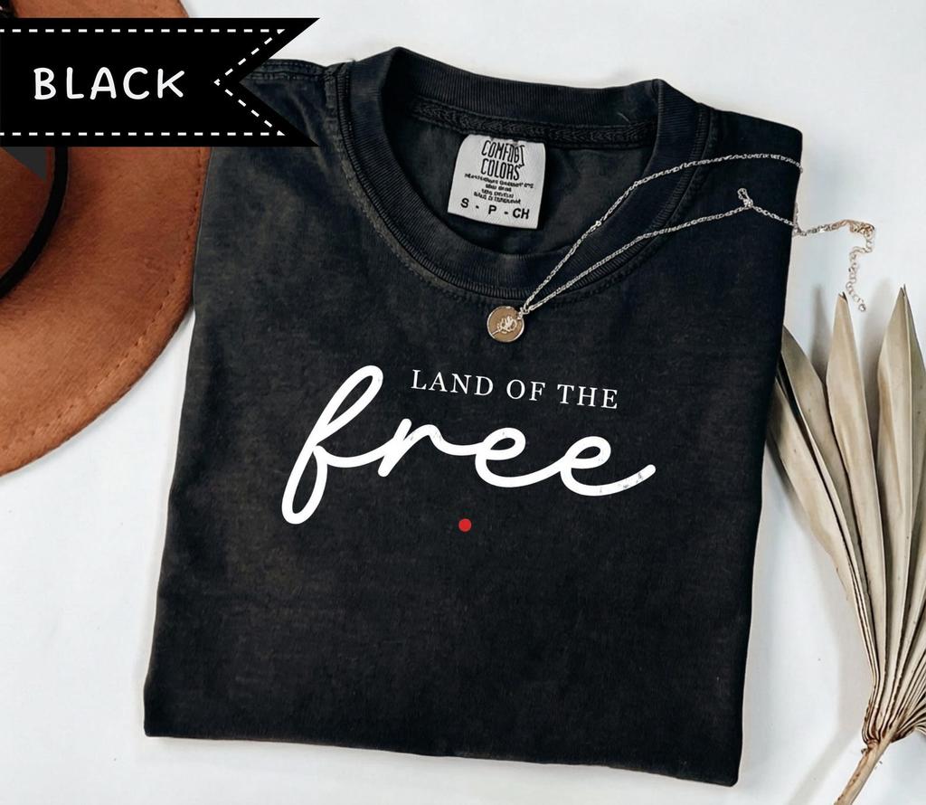 Land of the Free Patriotic Graphic Tee, USA Comfort Colors® Shirt, Unisex USA Shirt