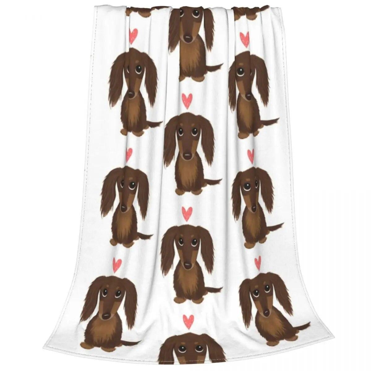 

Одеяла для длинношерстной шоколадной таксы, флисовые украшения для домашних животных, легкое одеяло для постельных принадлежностей, уличный ковер, кусок 75x100cm 30x40in