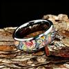 Boho Vintage Colorful Daisy Flower Inlaid Stainless Steel Rings For Women Men High Polished Bevel Edge Wedding Band Jewelry Gift