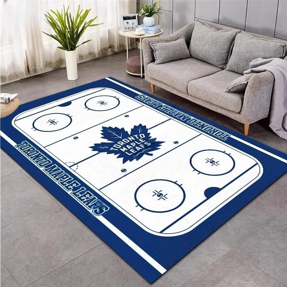 3D Hockey Rug, Ice Hockey Carpet Non-Slip Machine WashableDoormat, Sport Themed Floor Mat for Living Room Dining Room Game Room