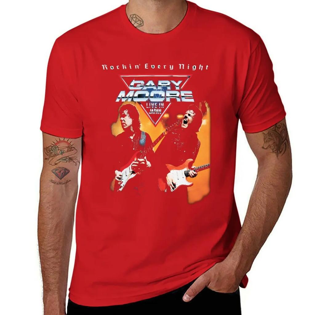 T-Shirt GARY MOORE ragazzi bianche t-shirt grafica vintage t-shirt pesanti per uomo