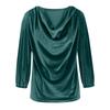 Złoty aksamitny sweter z kołnierzykiem, plisowana koszula z długim rękawem, damska, ponadgabarytowa, czarna, zielona, ​​niebieska, luźna bluzka Top