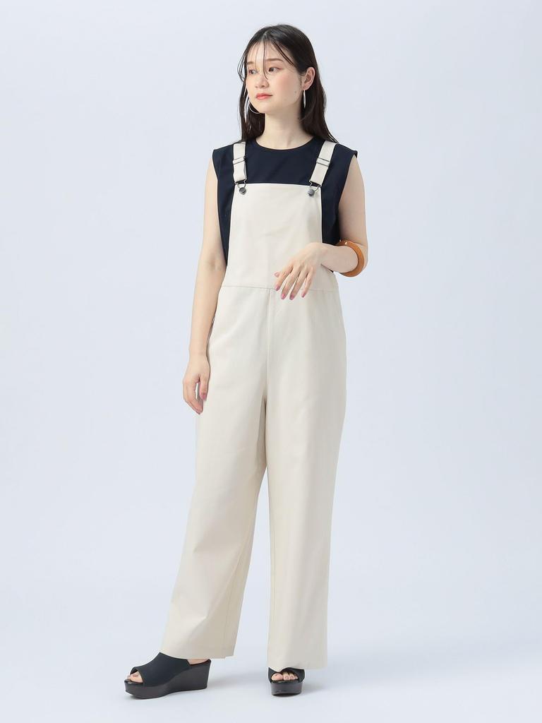 Beams Heart All-in-One/Overalls, Semi-Wide Overalls, Size 25S, Women's, Off White, One Size